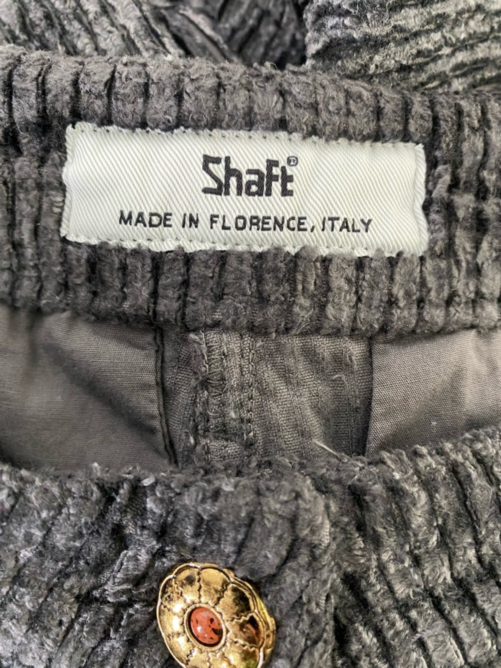 Shaft Florence Italy Crushed Velvet Corduroy Pants Relaxed Tapered Fit - Picture 9 of 10
